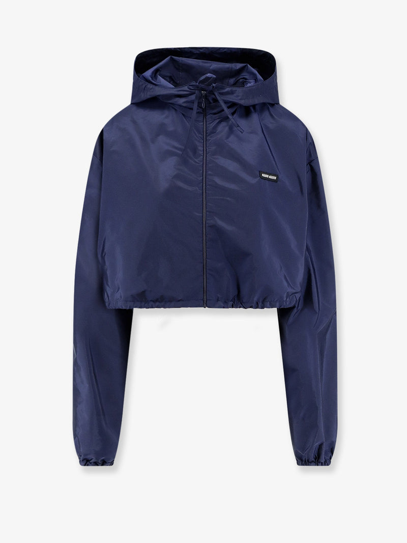 Miu Miu Miu Miu Cropped Recycled Nylon Jacket Blue Women - World Class Fashion