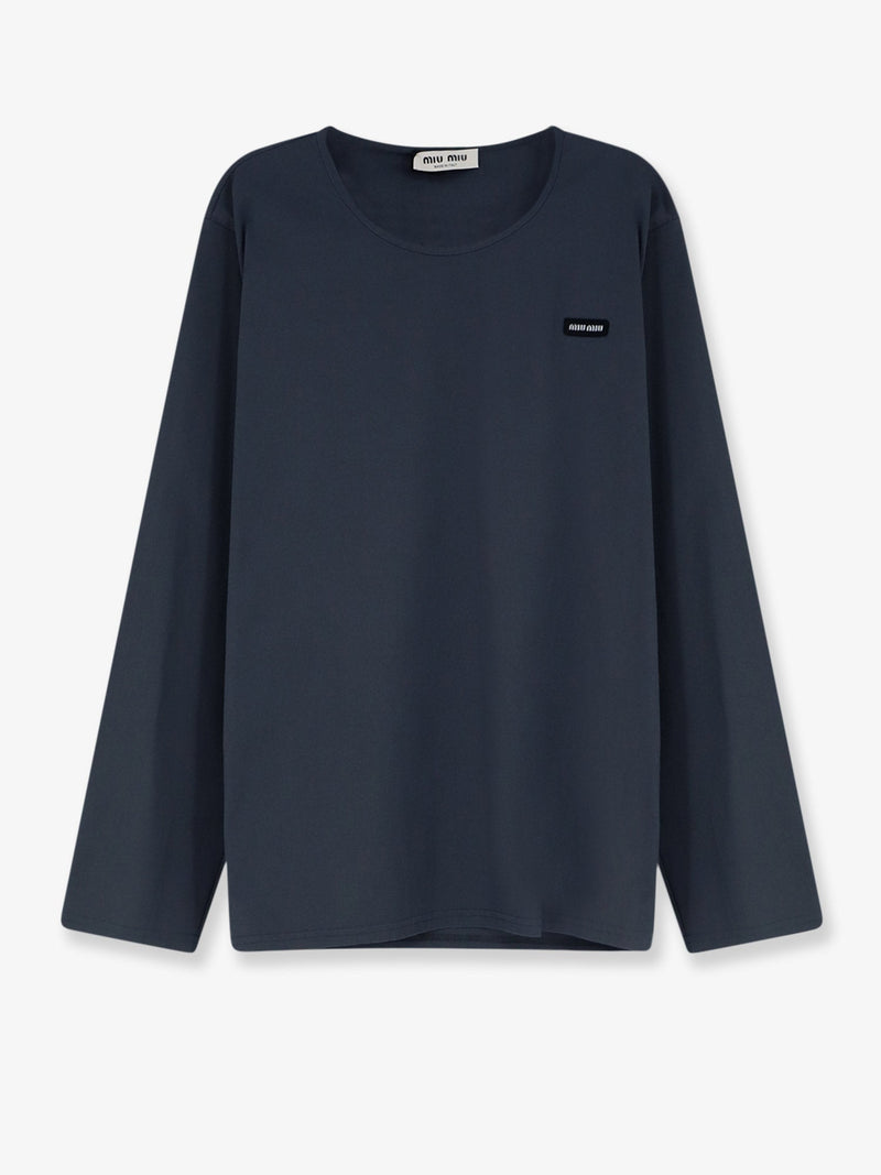 Miu Miu Miu Miu Stretch Poplin Top Grey - World Class Fashion
