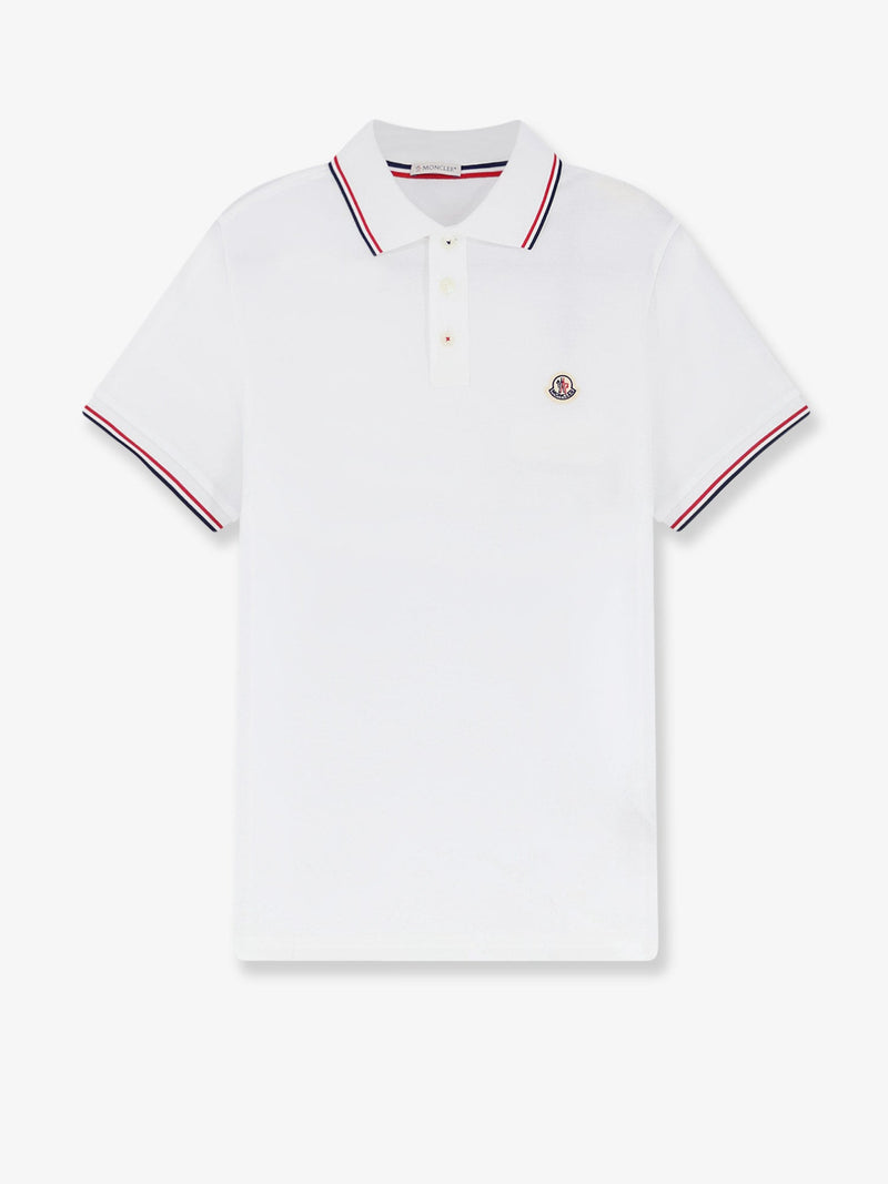 Moncler Moncler Cotton Polo Shirt with Logo Patch White - World Class Fashion