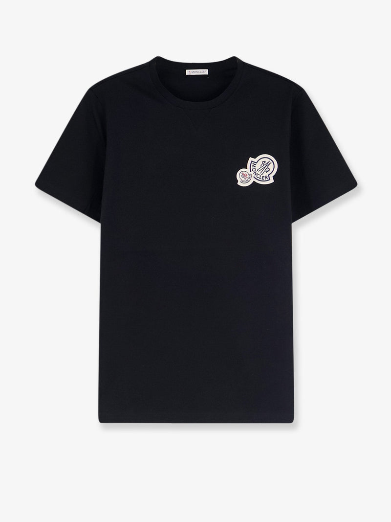 Moncler Moncler Biologic Cotton T-Shirt With Logo Patch Black - World Class Fashion