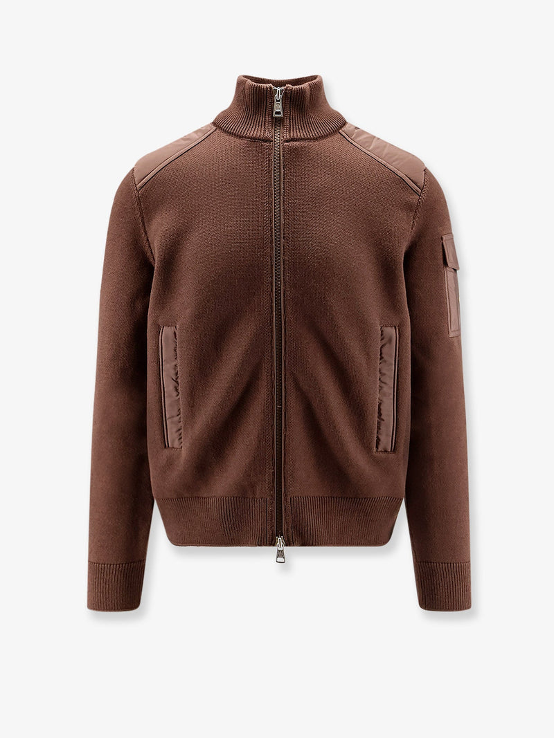 Moncler Moncler Virgin Wool Cardigan With Logo Patch - World Class Fashion