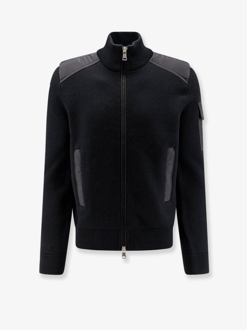 Moncler Moncler Virgin Wool Cardigan With Logo Patch - World Class Fashion