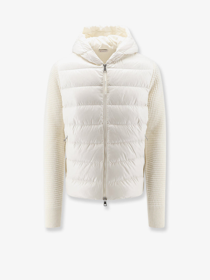 Moncler Moncler Nylon Jacket with Wool Cashmere Sleeves White - World Class Fashion