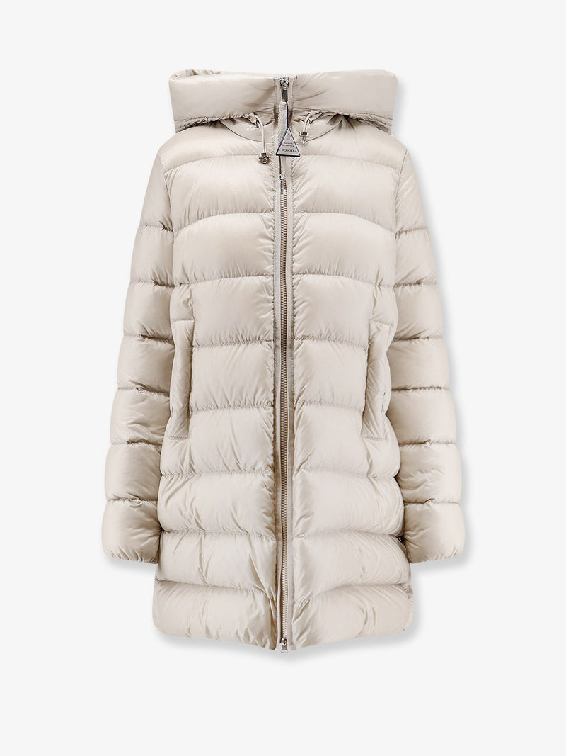 Moncler Moncler Suyenne Hooded Long Down Jacket Beige - World Class Fashion