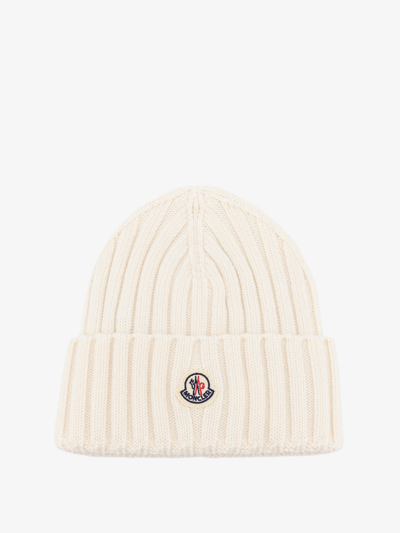Moncler Moncler Ribbed Responsible Wool Hat White - World Class Fashion