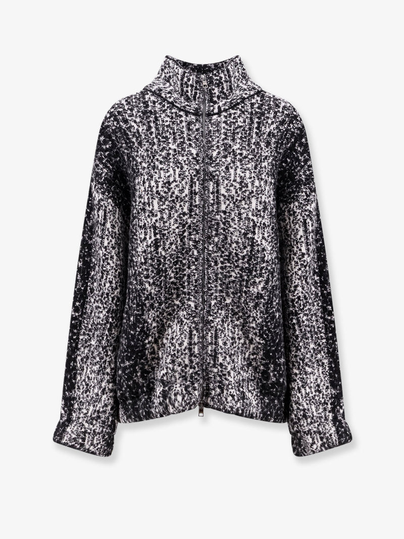 Nude Nude Zip-Up Knitted Bomber Jacket Black - World Class Fashion