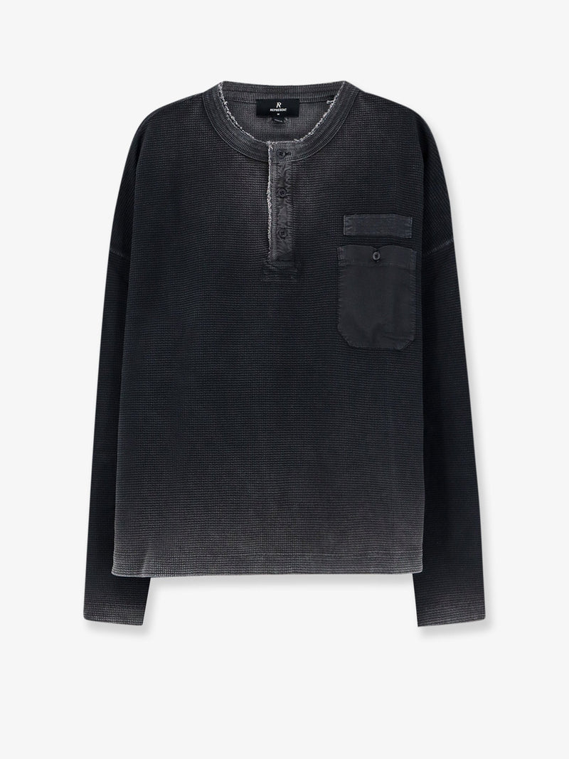 Represent Represent Cotton Henley T-Shirt With A Washed-Out Effect - World Class Fashion