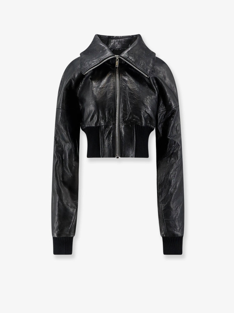 Rick Owens Rick Owens Dracuflight Cropped Leather Jacket - World Class Fashion