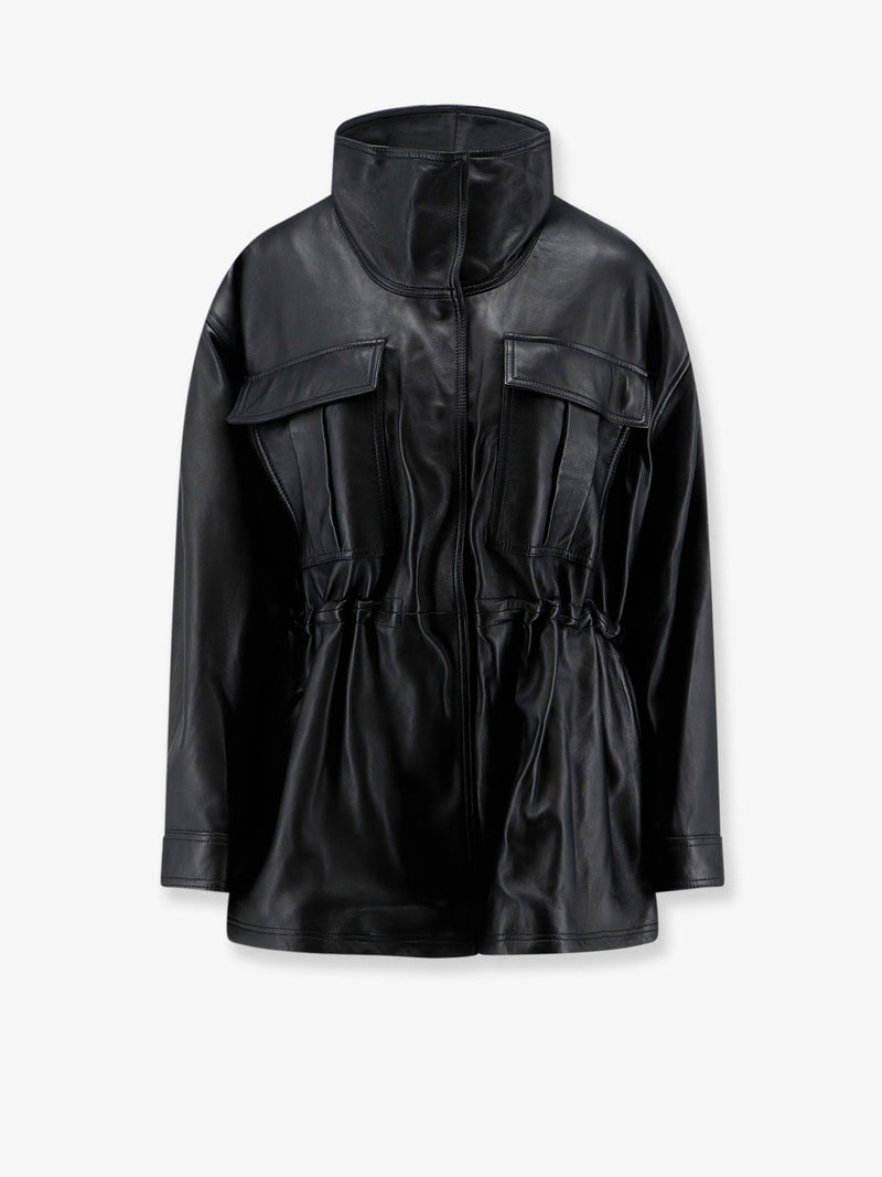 Rohe Rohe Leather Jacket with Drawstring Waist Black - World Class Fashion
