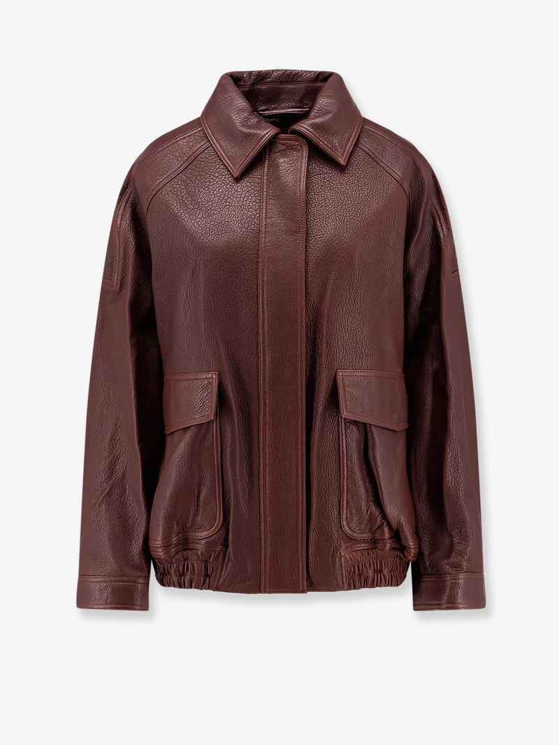Rohe Rohe Aviator Grained Leather Jacket Brown - World Class Fashion