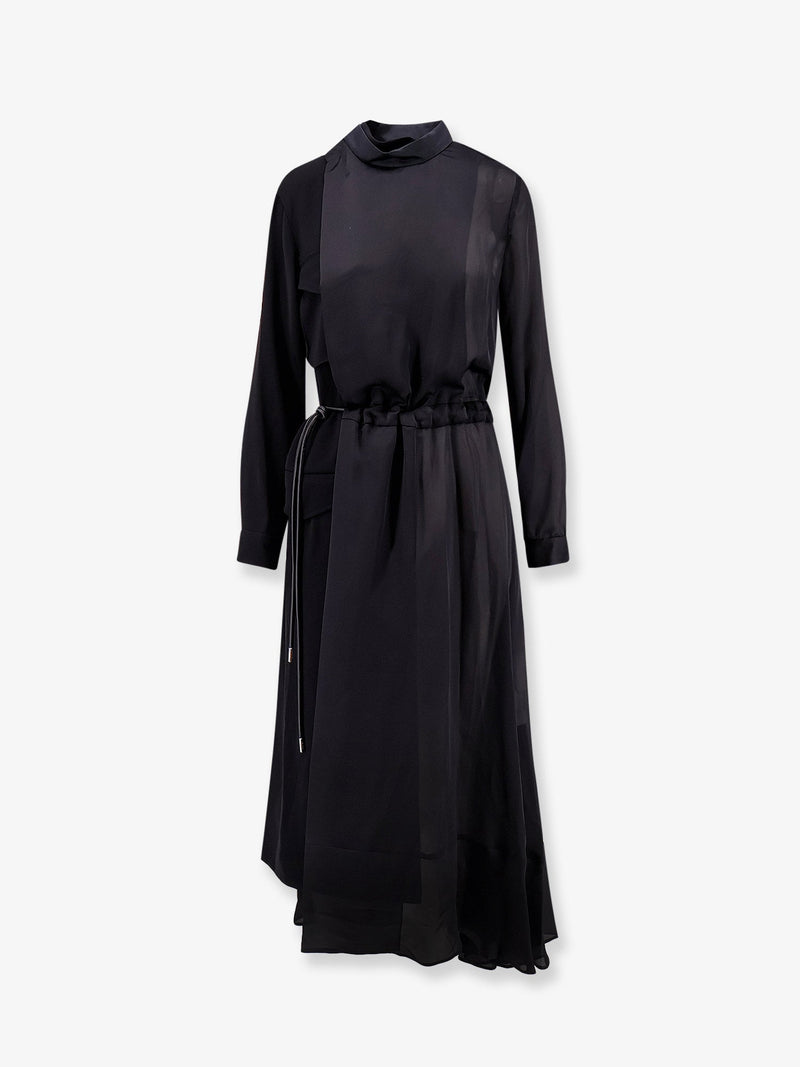 Sacai Sacai Dress with Satin Inserts Black - World Class Fashion