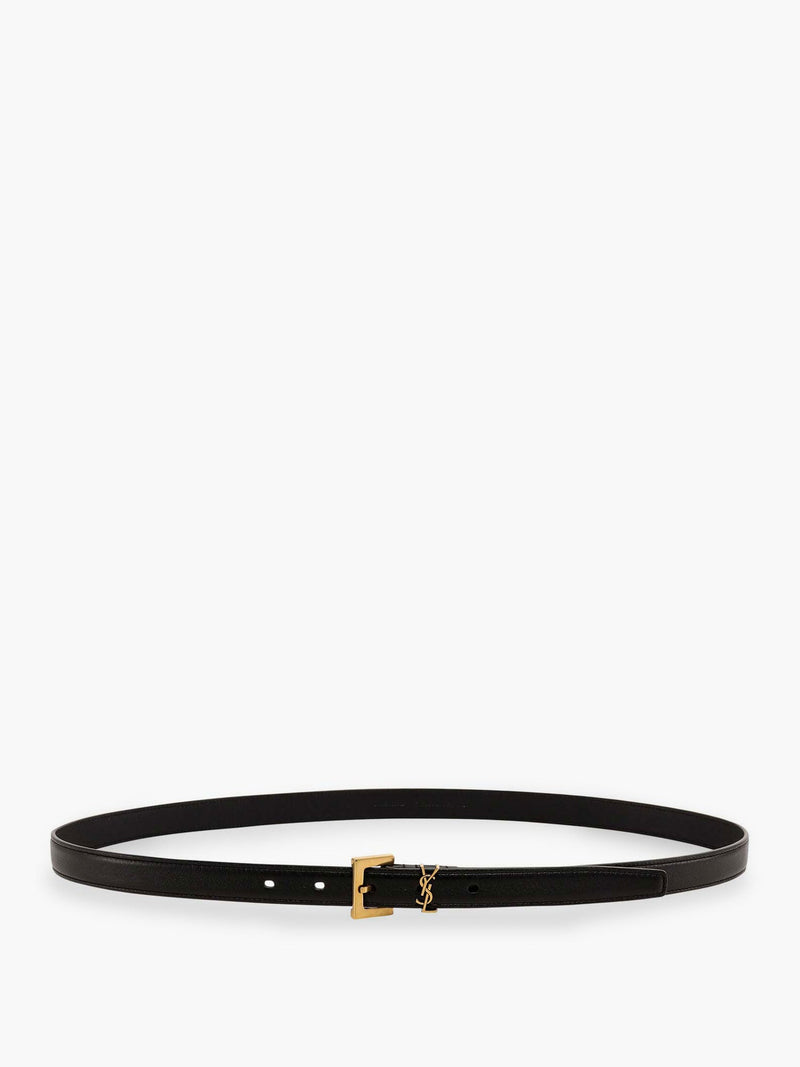 Saint Laurent Saint Laurent Cassandre Leather Belt Black - World Class Fashion