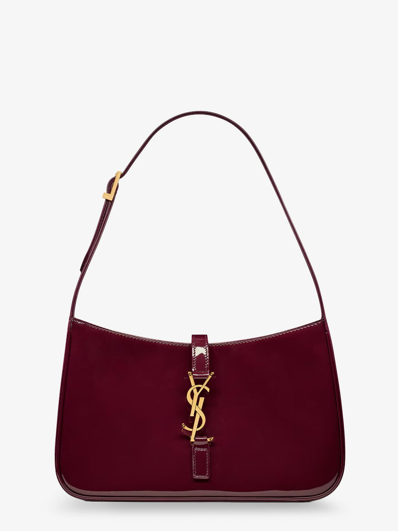 Saint Laurent Saint Laurent Le 5 À 7 Bordeaux Patent Leather Shoulder Bag - World Class Fashion