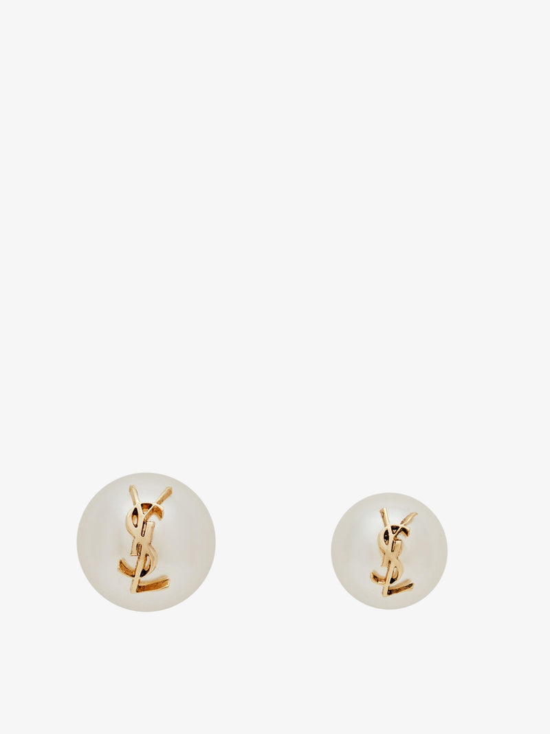 Saint Laurent Saint Laurent Asymmetric Earrings with Cassandre Detail Gold - World Class Fashion