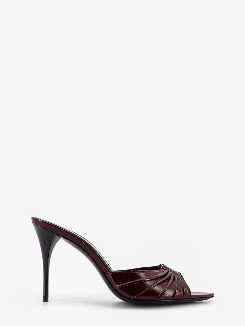 Saint Laurent Saint Laurent Babylone 90 Bordeaux Leather Sandals - World Class Fashion