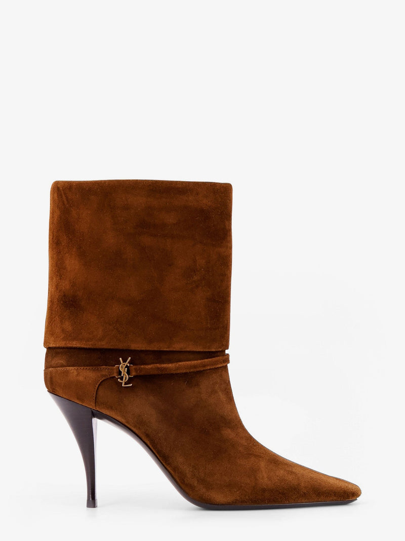Saint Laurent Saint Laurent Vicky 90 Suede Boots Brown - World Class Fashion