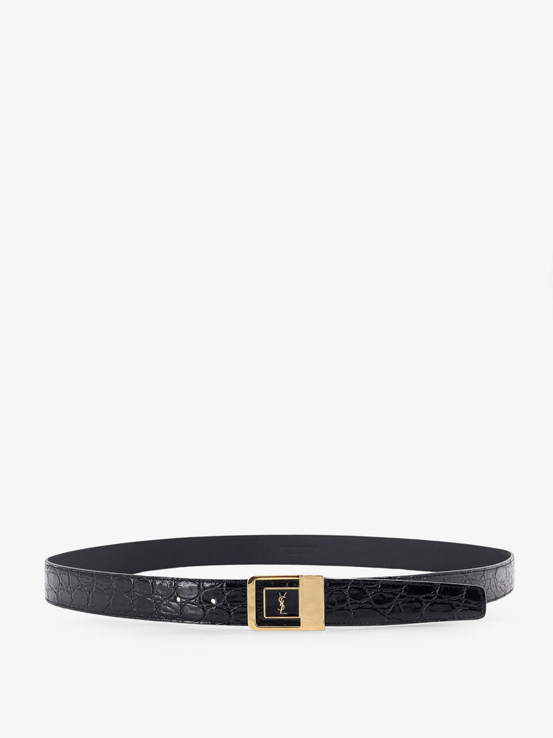 Saint Laurent Saint Laurent La 66 Crocodile-Embossed Leather Belt Black - World Class Fashion