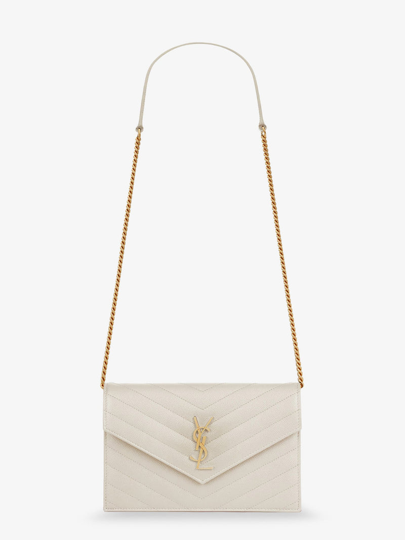 Saint Laurent Saint Laurent Envelope Leather Crossbody Bag White - World Class Fashion