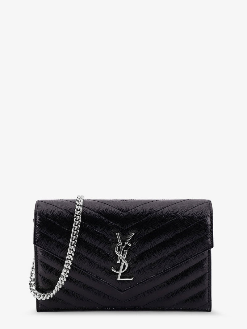 Saint Laurent Saint Laurent Envelope Leather Wallet Crossbody Bag Black - World Class Fashion