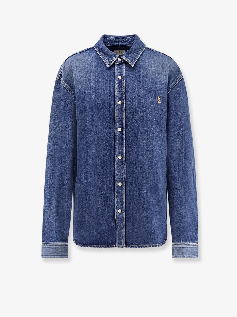 Saint Laurent Saint Laurent Horizon Blue Cassandre Denim Shirt - World Class Fashion