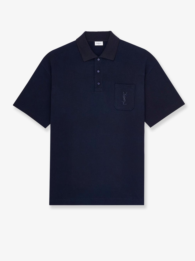 Saint Laurent Saint Laurent Piqué Cotton Polo Shirt Blue Men - World Class Fashion
