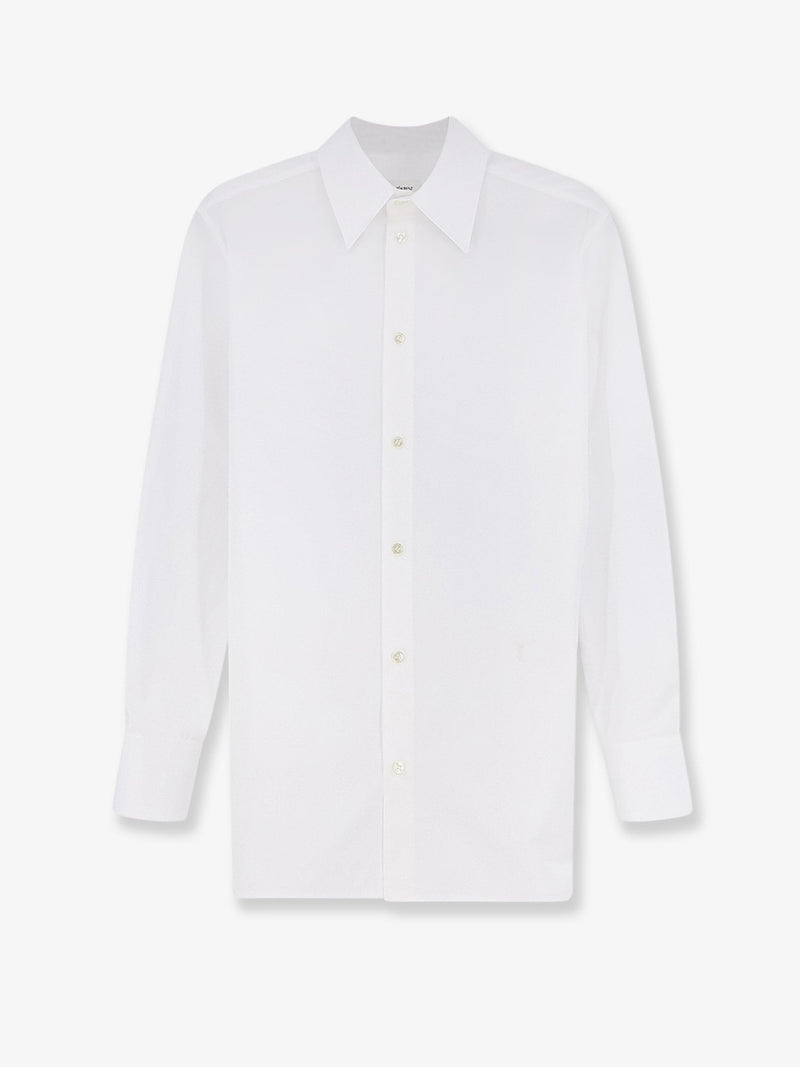Saint Laurent Saint Laurent Cotton Shirt with Cassandre Embroidery White - World Class Fashion