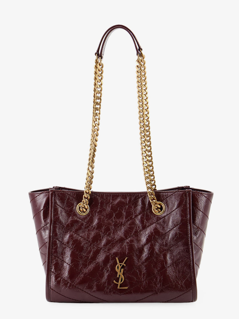 Saint Laurent Saint Laurent Niki Vintage-Effect Leather Shopping Bag Purple - World Class Fashion