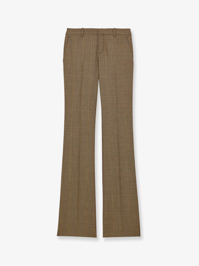 Saint Laurent Saint Laurent Prince Of Wales Wool Trousers Beige - World Class Fashion