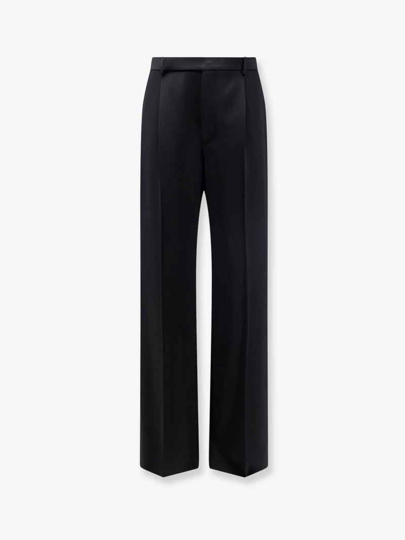 Saint Laurent Saint Laurent Fluid Tailored Wool Trousers Black - World Class Fashion