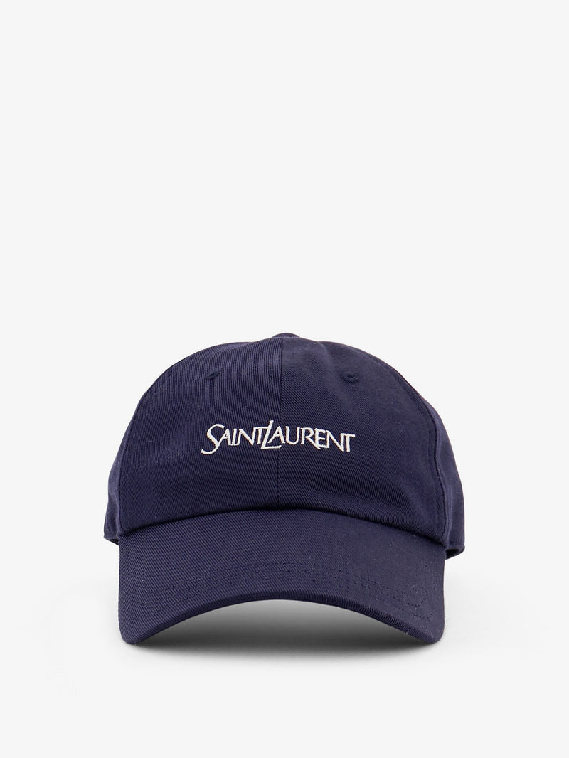 Saint Laurent Saint Laurent Cotton Hat with Embroidered Logo Blue - World Class Fashion