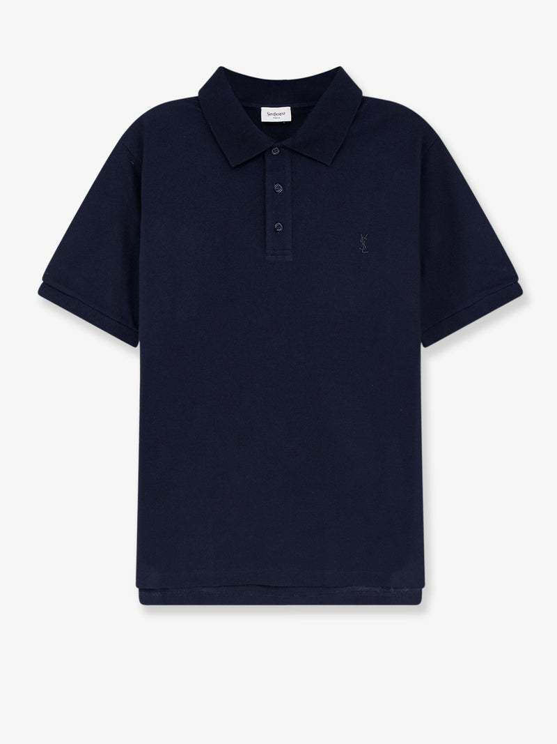 Saint Laurent Saint Laurent Piqué Cotton Polo Shirt Blue - World Class Fashion