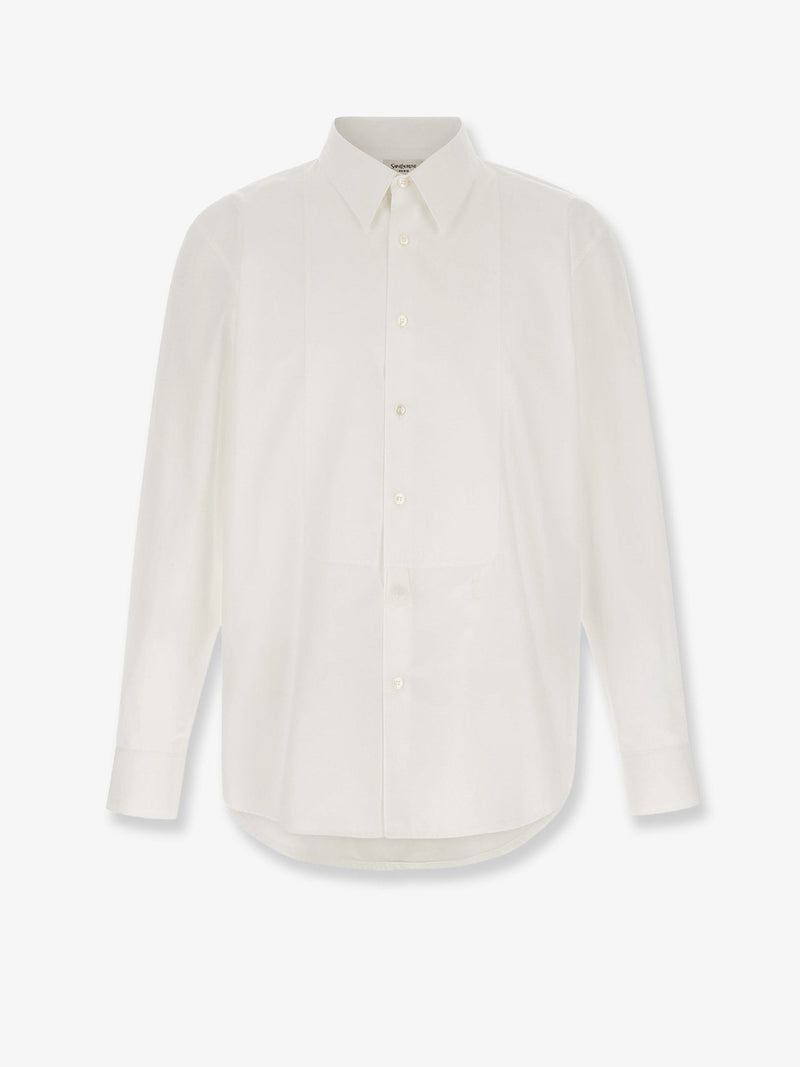Saint Laurent Saint Laurent Cotton Shirt with Plastron White - World Class Fashion