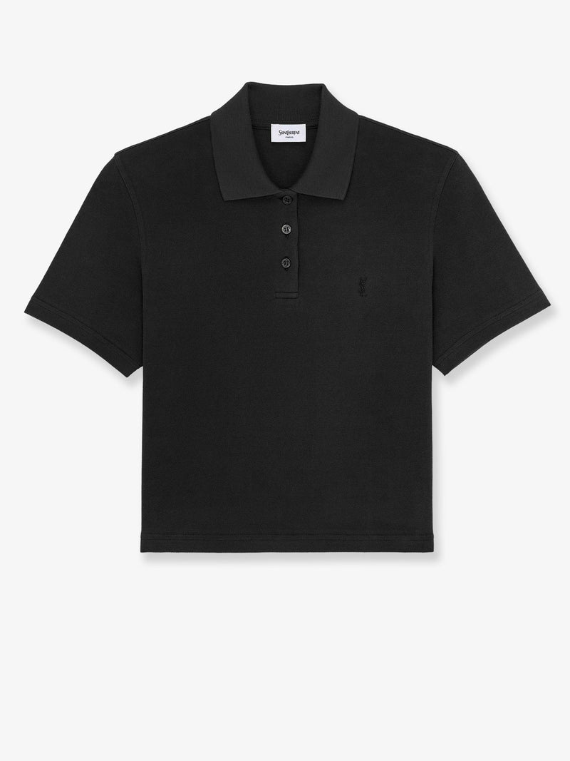 Saint Laurent Saint Laurent Cassandre Cotton Piqué Polo Shirt Black - World Class Fashion