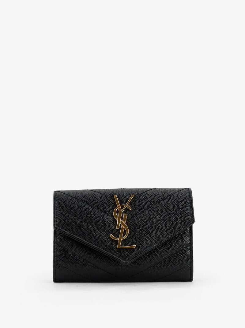 Saint Laurent Saint Laurent Cassandre Leather Wallet Black - World Class Fashion