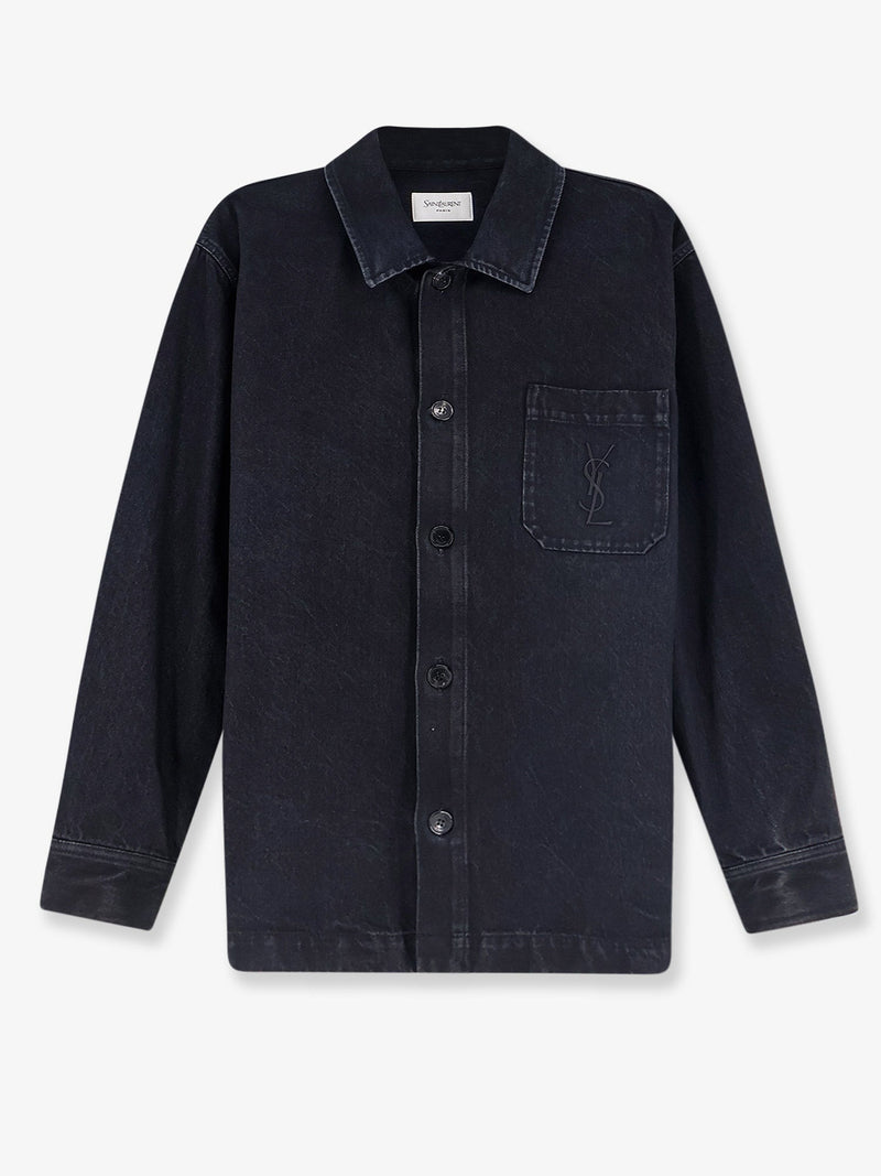 Saint Laurent Saint Laurent Cassandre Black Denim Overshirt - World Class Fashion