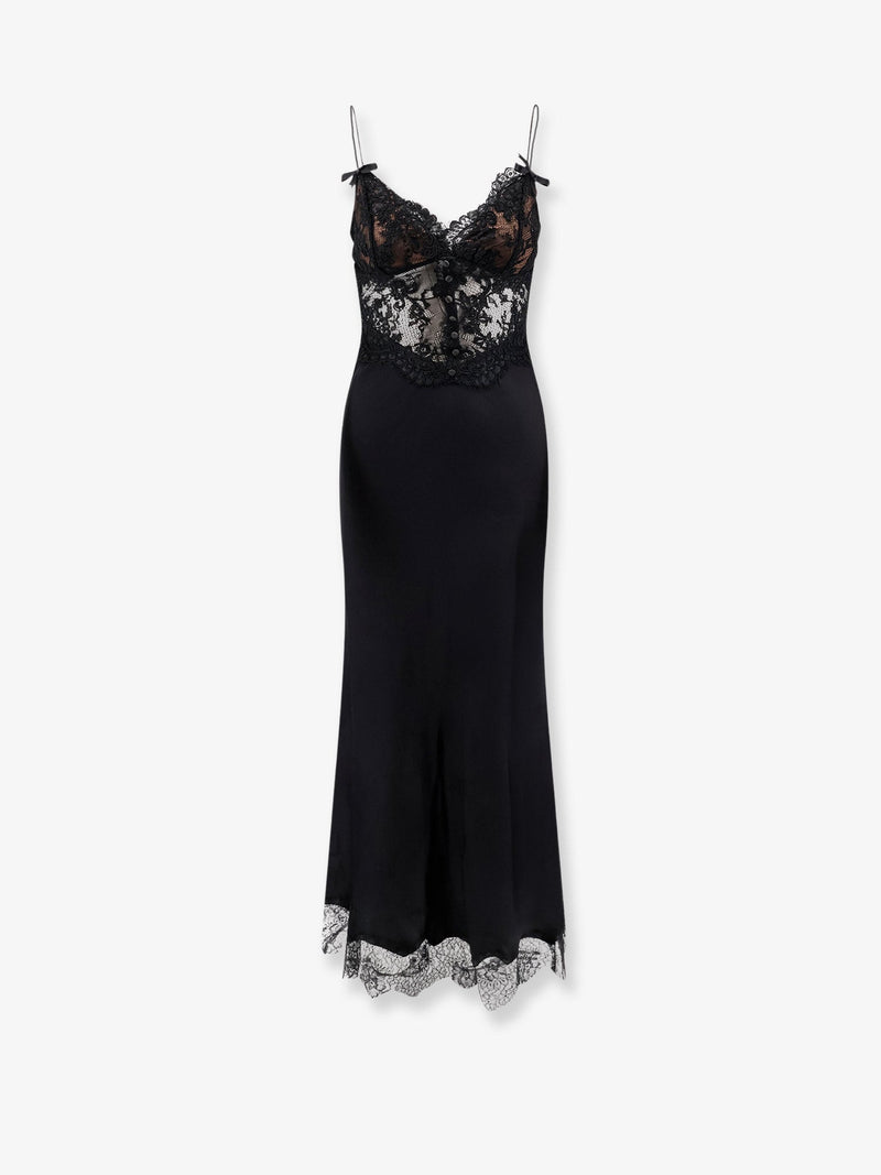 Self-Portrait Self Portrait Satin Dress With Lace Profiles - World Class Fashion