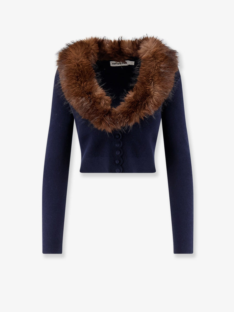 Self-Portrait Self Portrait Cardigan With Faux Fur Profile - World Class Fashion