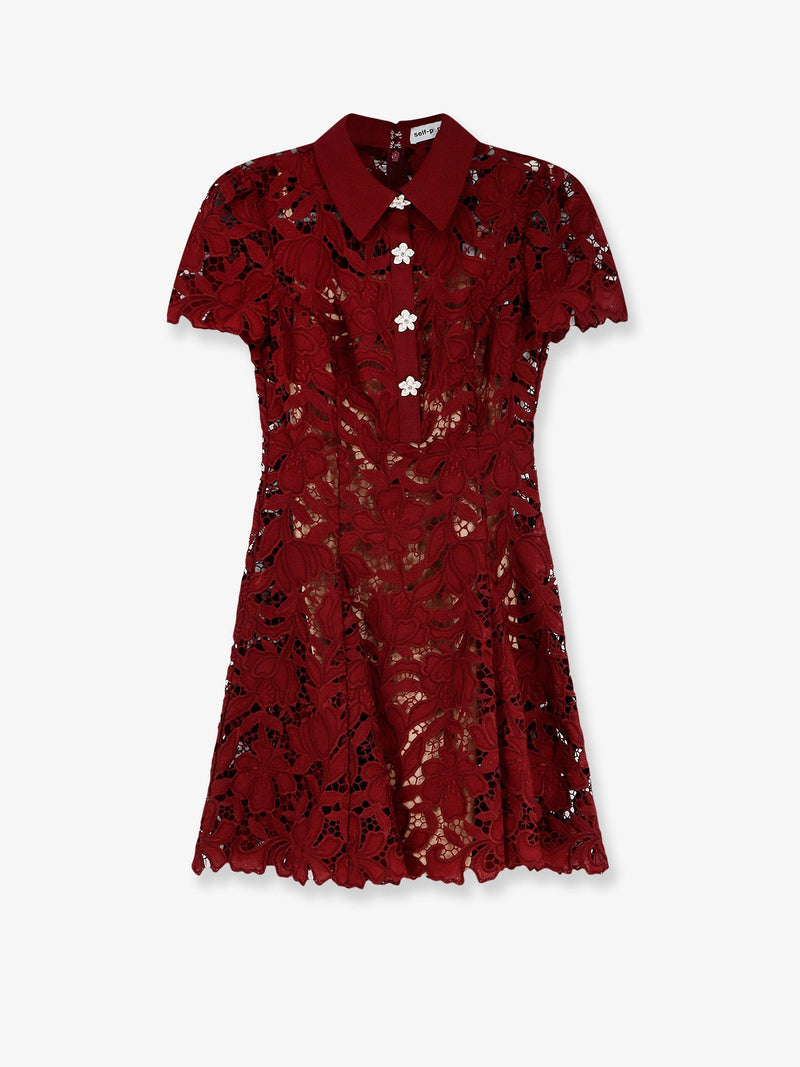 Self-Portrait Minivestido de encaje Self-Portrait color borgoña para mujer - World Class Fashion