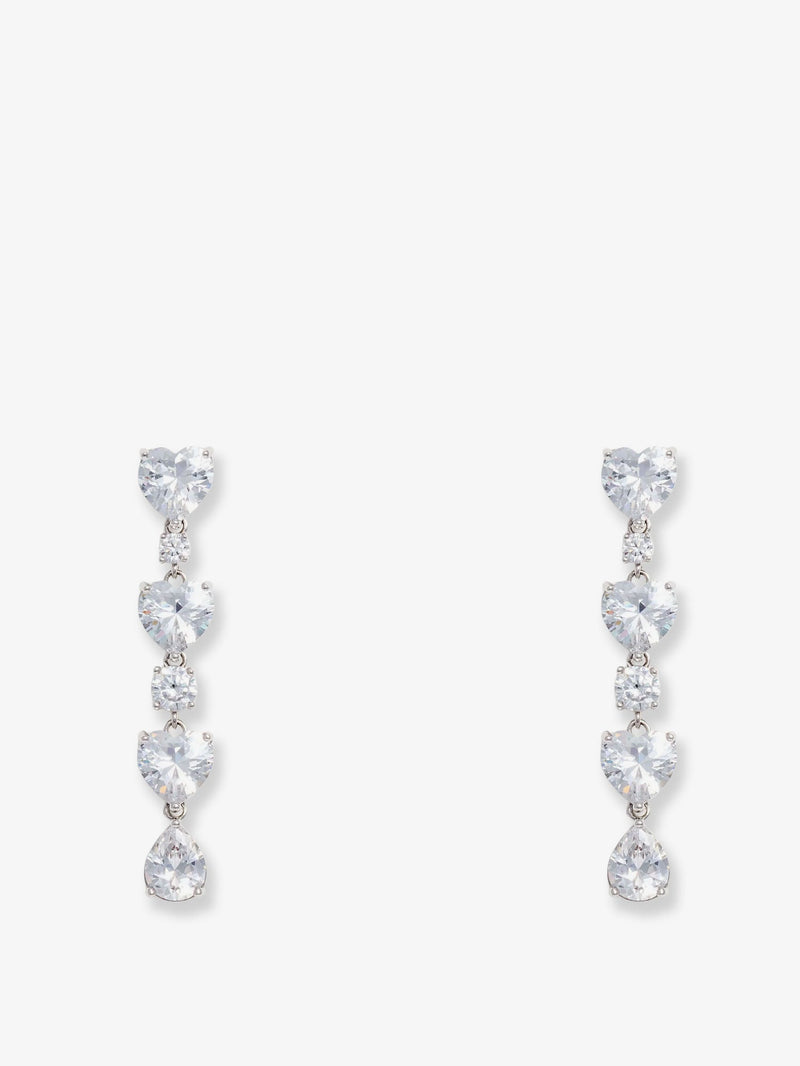 Self-Portrait Self-Portrait Crystal Heart Tiered Earrings Silver - World Class Fashion