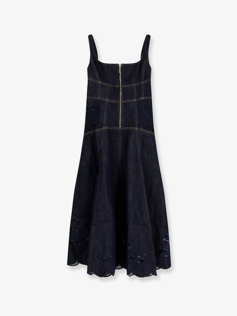 Self-Portrait Self-Portrait Denim Midi Dress Blue - World Class Fashion