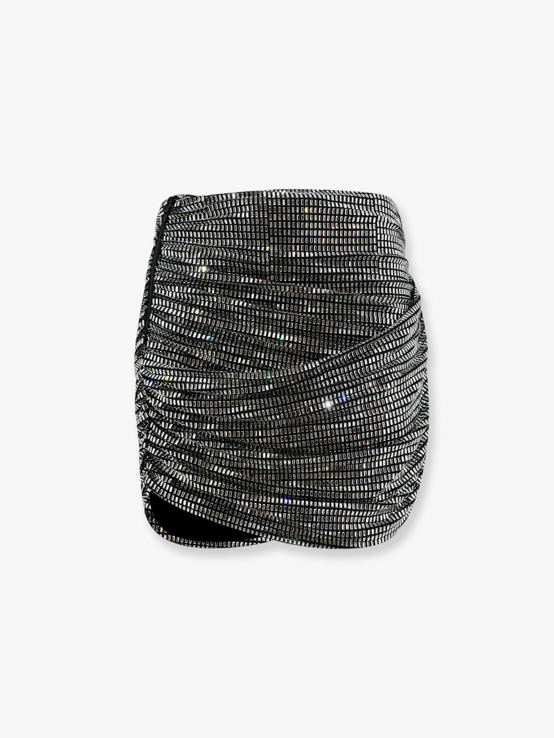 Self-Portrait Self Portrait Mini Skirt With Silver Rhinestones - World Class Fashion