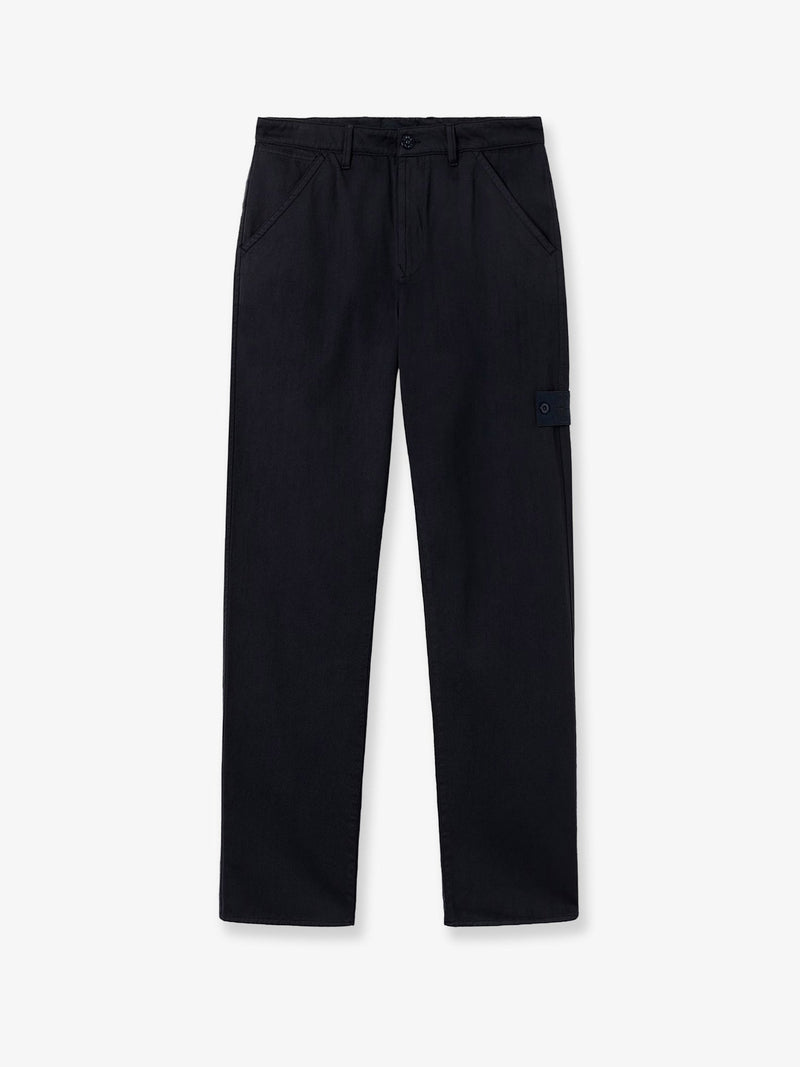Stone Island Stone Island Wool and Cotton Blend Trousers Black - World Class Fashion