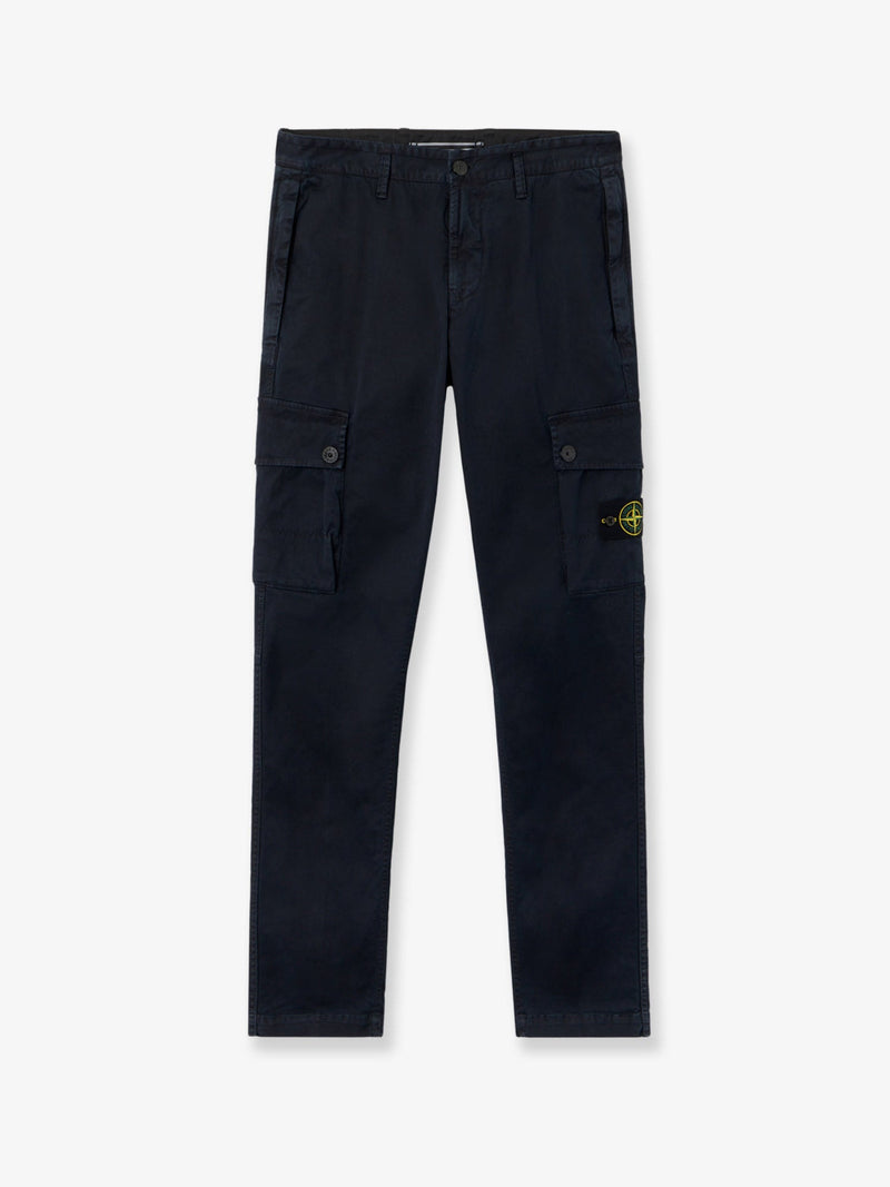 Stone Island Stone Island Cotton Blend Cargo Trousers Blue - World Class Fashion
