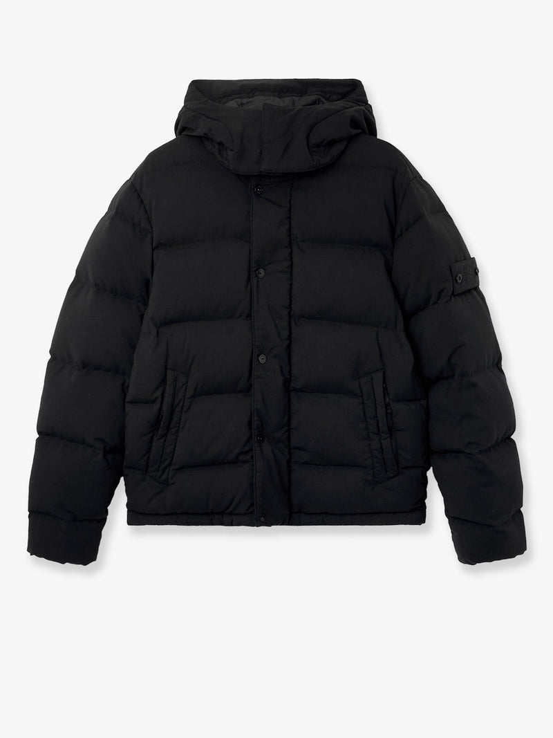 Stone Island Stone Island Stretch Wool Blend Down Jacket Black - World Class Fashion