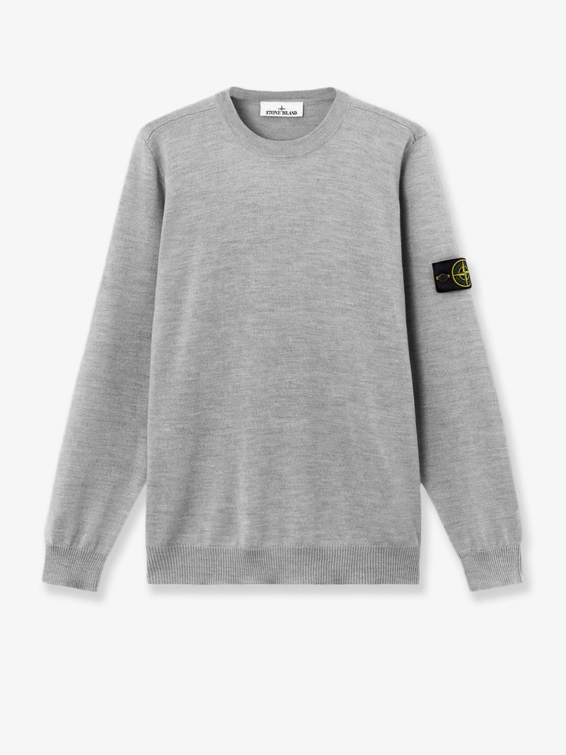 Stone Island Stone Island Wool Sweater with Side Logo Patch Grey - World Class Fashion