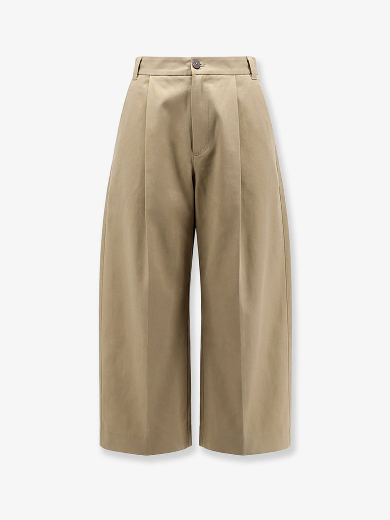 Studio Nicholson Studio Nicholson High-Waisted Cotton Pants Beige - World Class Fashion