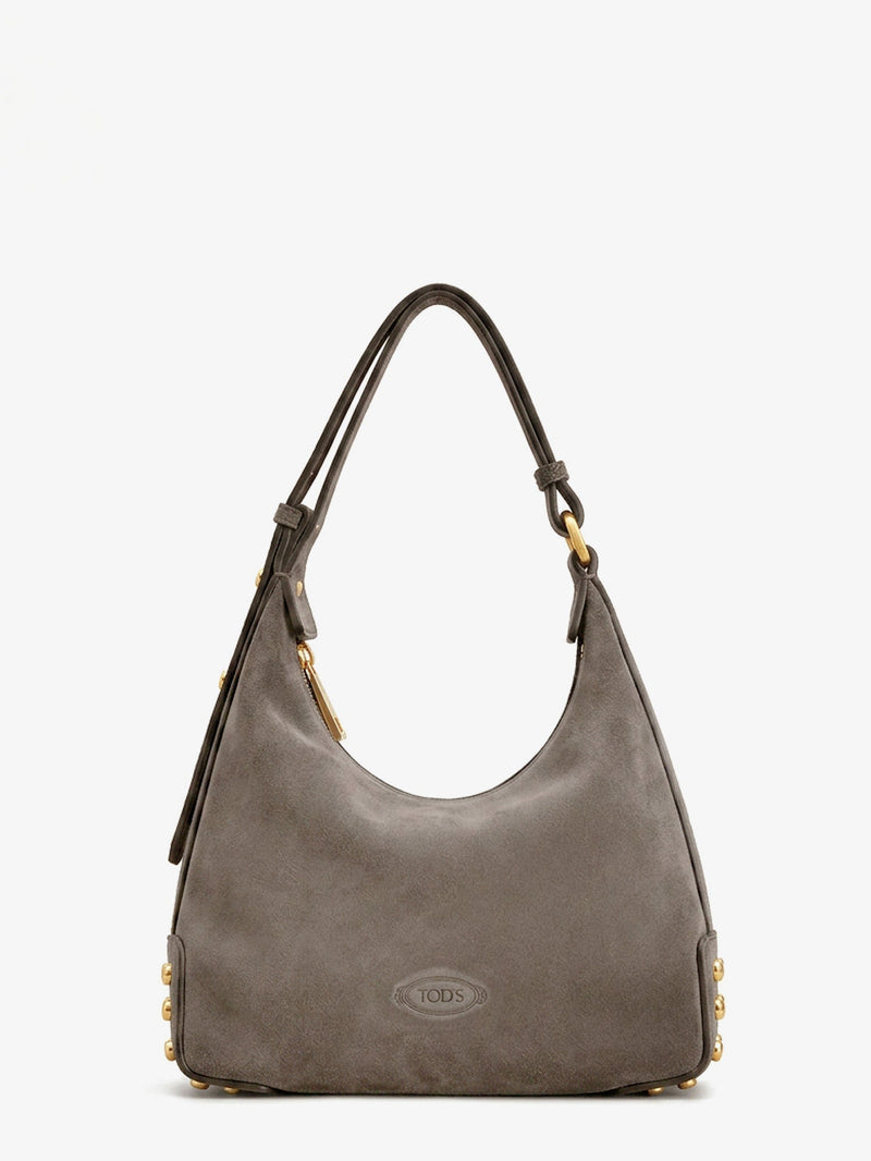 Tod’s Tod's Mini Bag Metal Dots Suede Crossbody Bag Grey - World Class Fashion
