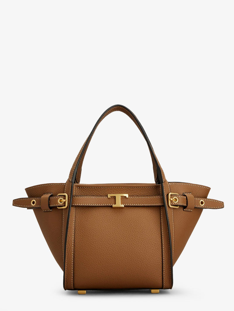 Tod’s Tod's T Signature Leather Tote Bag Brown - World Class Fashion