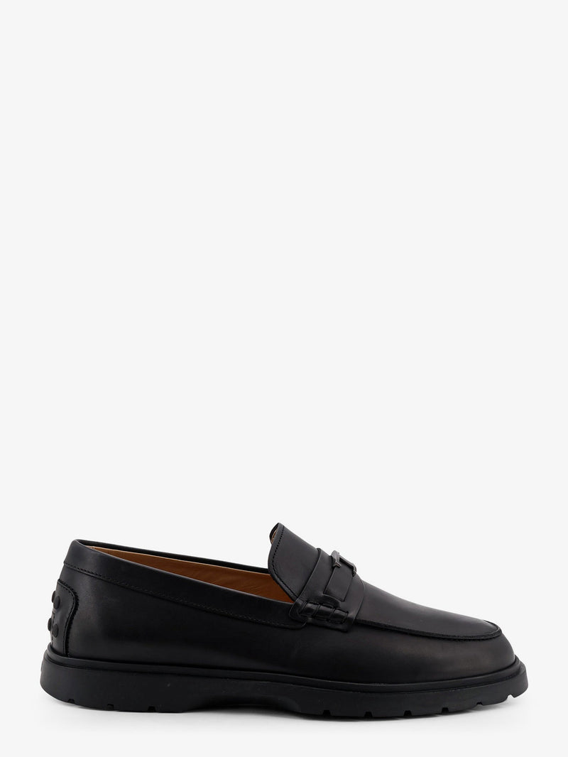 Tod’s Tod's Leather Loafers with Metal Logo Black - World Class Fashion
