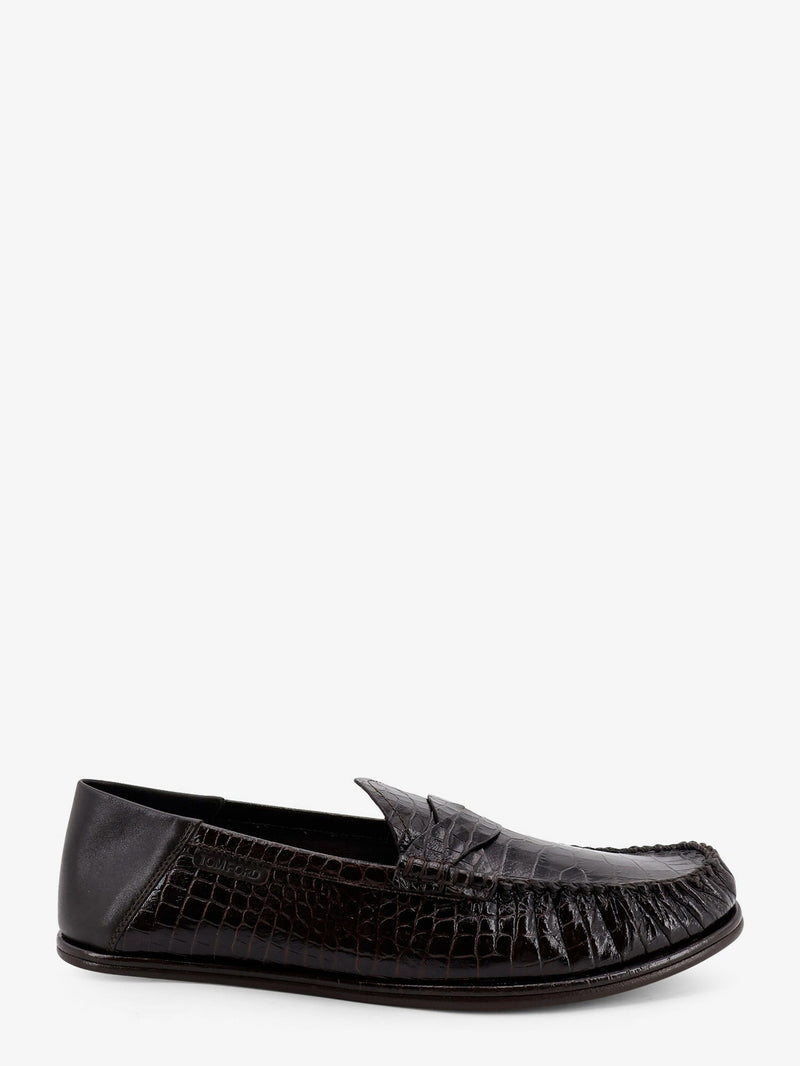 Tom Ford Tom Ford Crocodile-Print Leather Loafers Brown - World Class Fashion